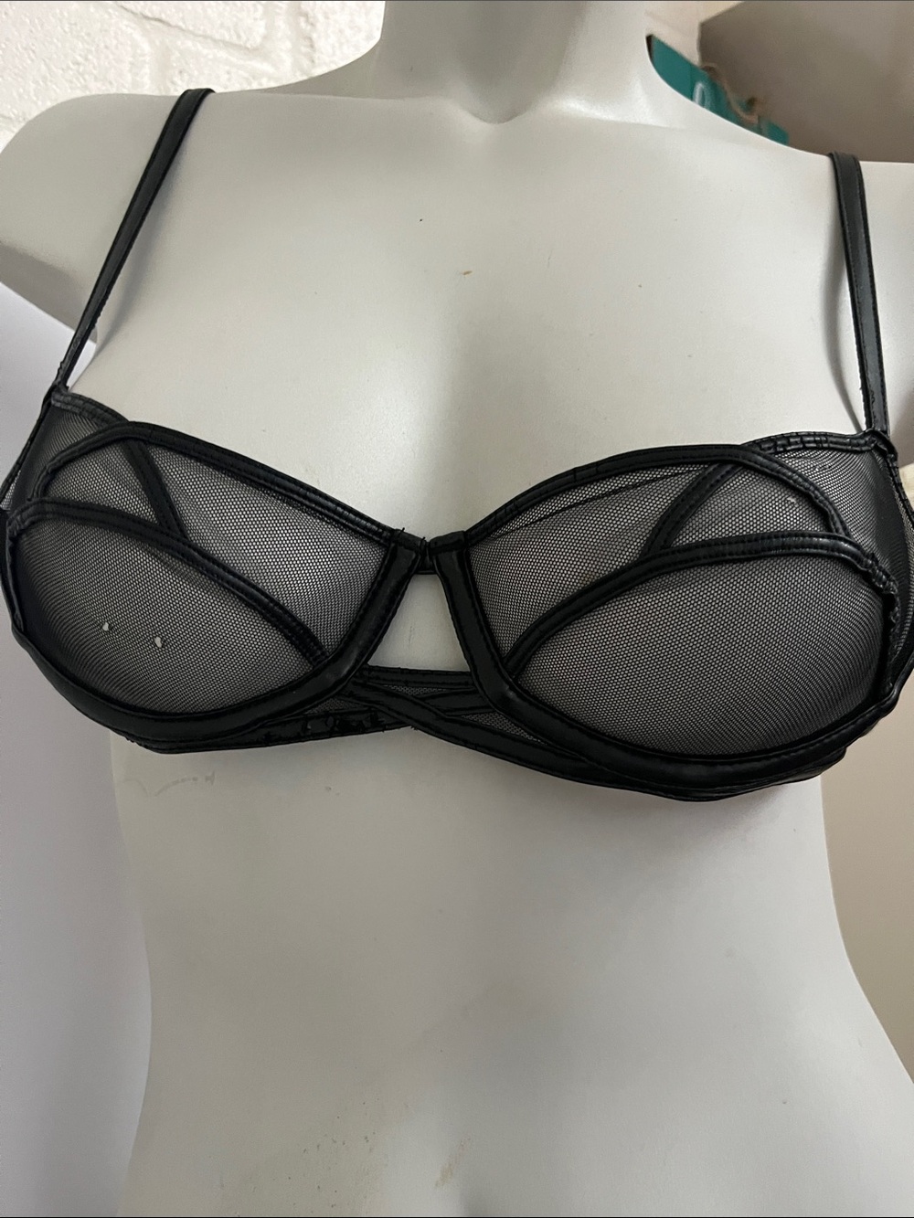 Sheer Black Balconette Bra with Structured Mesh Cups honey birdette
